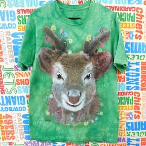 The Mountain Tie Dye Reindeer T Shirt Size M Christmas Green